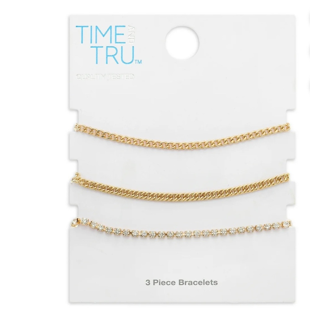 Time and Tru Gold and Silver Dainty Chain Bracelets